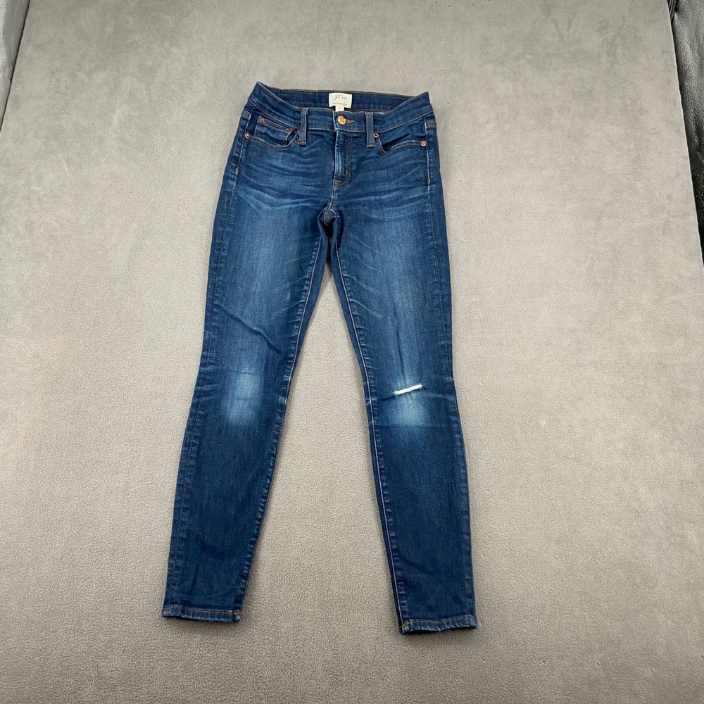J.Crew Toothpick Skinny Jeans Dark Wash Denim‎ Size 25 Mid Rise Whiskered